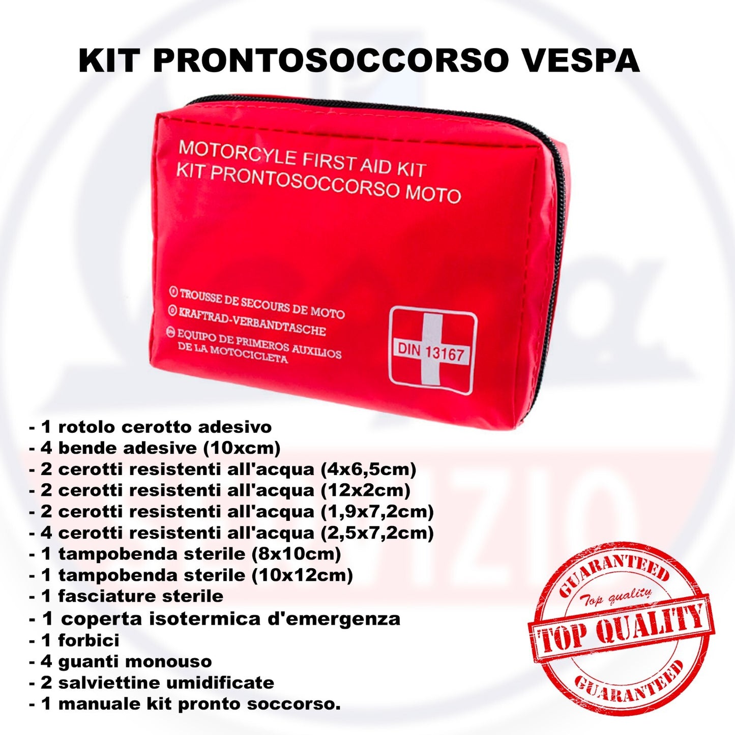 TROUSSE PRONTO SOCCORSO VESPA OMOLOGATO  per tutte le VESPE - ultra compatto -