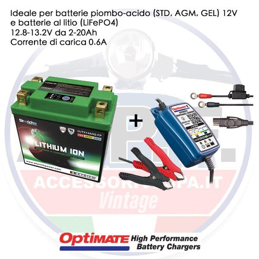 YTX14AH-BS BATTERIA MOTO SKYRICH LITIO HJTX14HQ-FP 48WH 240A + CARICABATTERIE