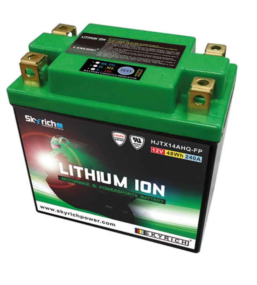YTX14AH-BS BATTERIA MOTO SKYRICH LITIO HJTX14HQ-FP 48WH 240A + CARICABATTERIE