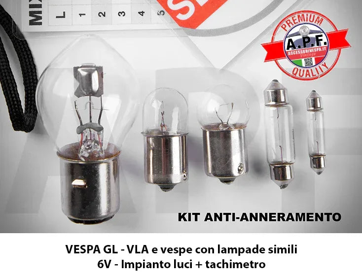 KIT COMPLETO LAMPADINE VESPA GL - VLA - RICAMBI VESPA A.P.F.
