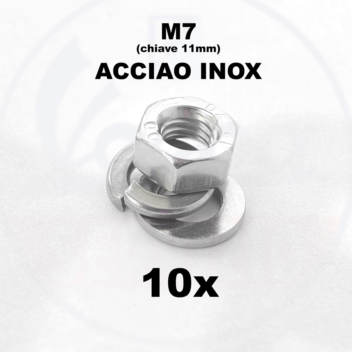 DADI M7 per VESPA con rondelle e grower ACCIAIO INOX (tot 30pz)