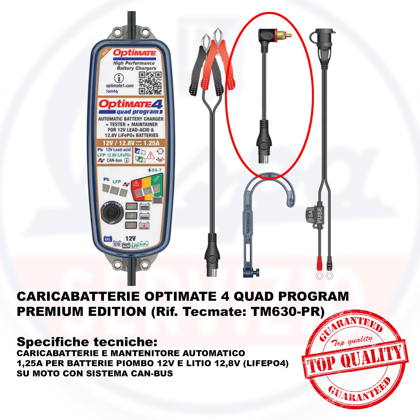 CARICABATTERIE LITIO OPTIMATE 4 QUAD PROGRAM PREMIUM EDITION (Rif. Tecmate: TM630-PR)