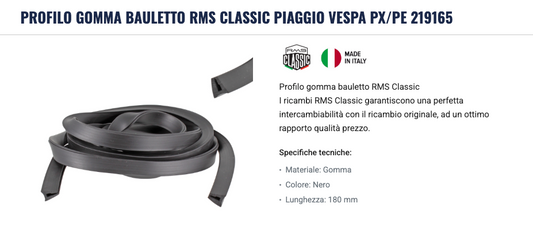 PROFILO GOMMA BAULETTO PIAGGIO VESPA PX/PE 219165