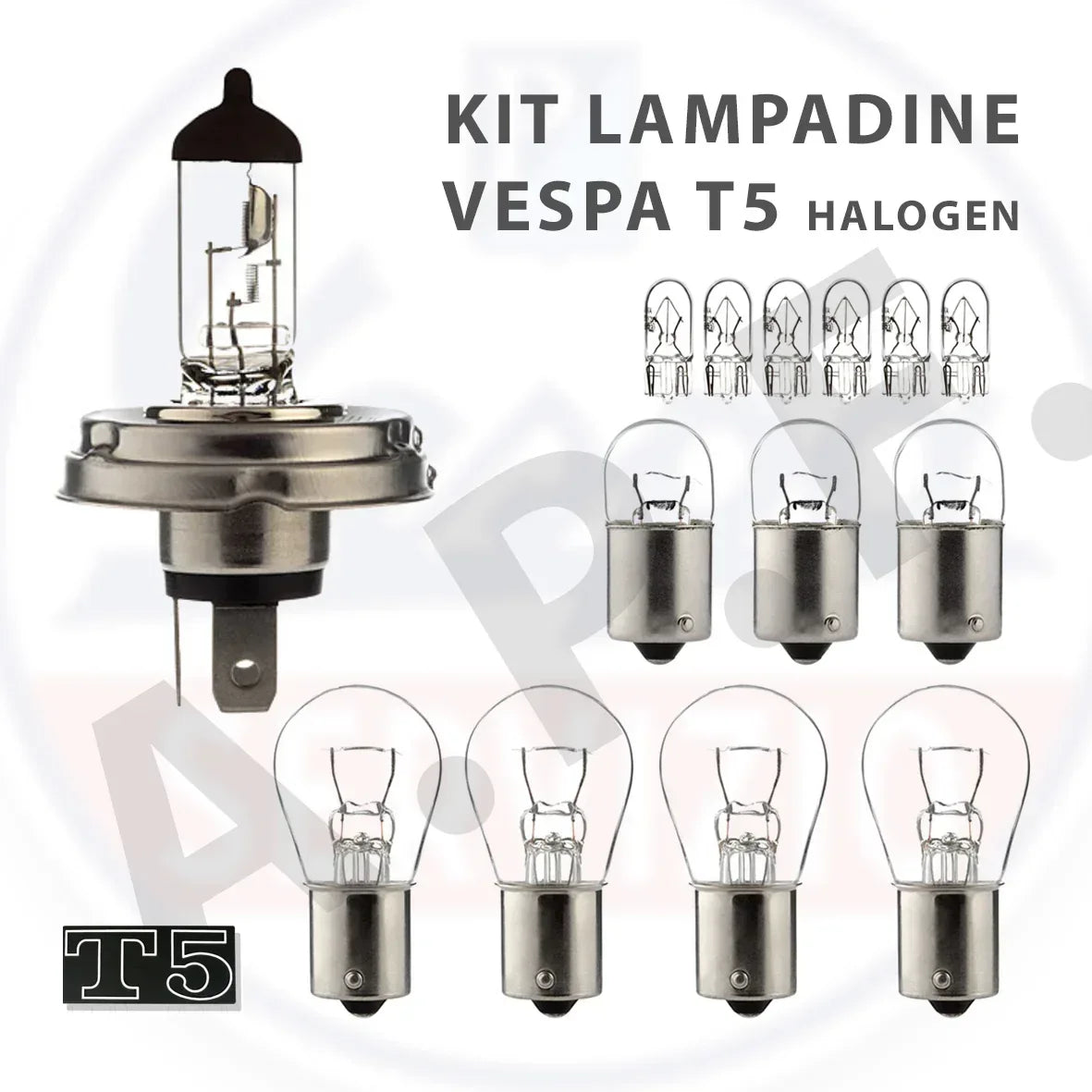 VESPA T5 Kit Lampadine Completo, Anti Annerimento - RICAMBI VESPA A.P.F.