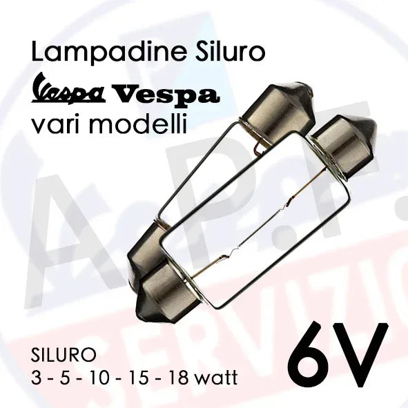 LAMPADINE SILURO VESPA PIAGGIO 6V - RICAMBI VESPA A.P.F.