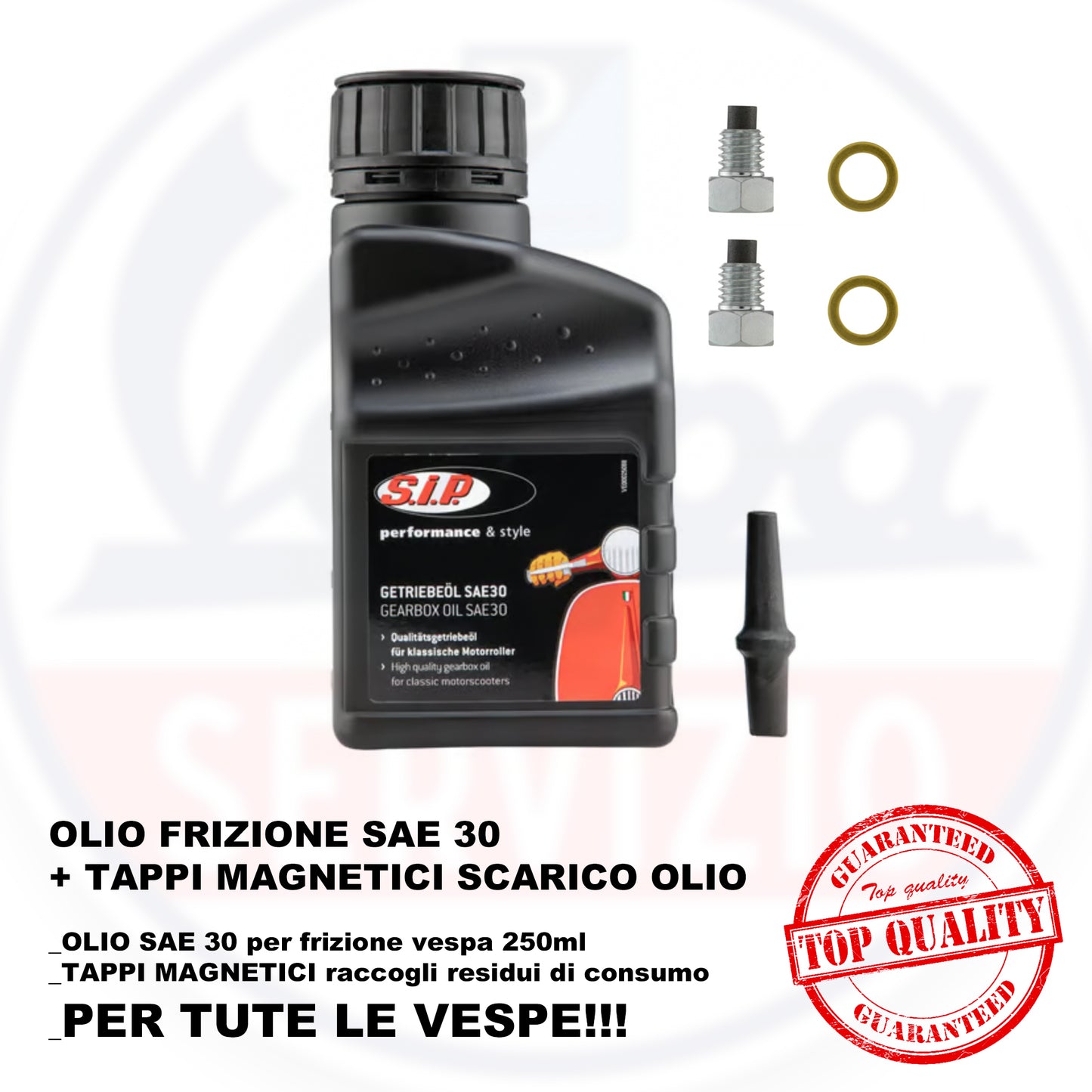 Olio Motore SAE 30 Vespa - 250ml + 2 VITI MAGNETICHE carico/scarico olio VESPA