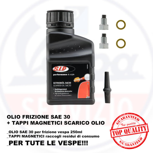 Olio Motore SAE 30 Vespa - 250ml + 2 VITI MAGNETICHE carico/scarico olio VESPA