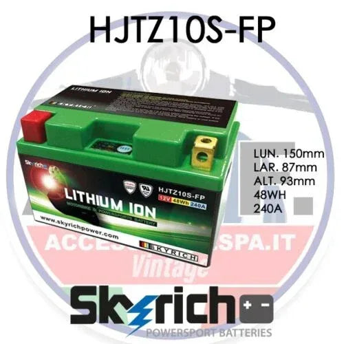 HJTZ10S-FP Batteria Moto Skyrich Litio - RICAMBI VESPA A.P.F.