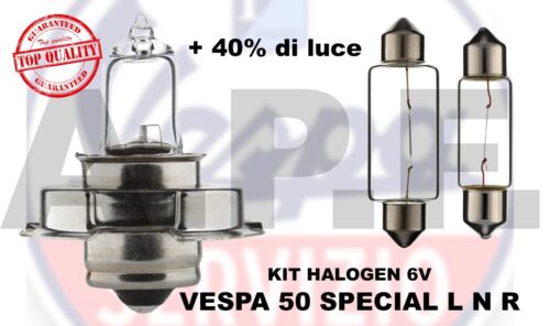 Kit Lampade Lampadine HALOGEN - VESPA 50 SPECIAL L N R (6V) - QUALITA' TOP
