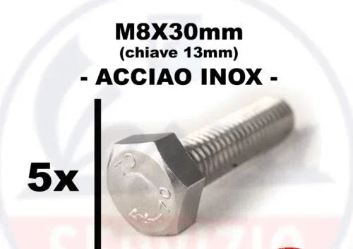 M8X30 BULLONE vite IN ACCIAIO A4 INOX - 5 pz. - RICAMBI VESPA A.P.F.