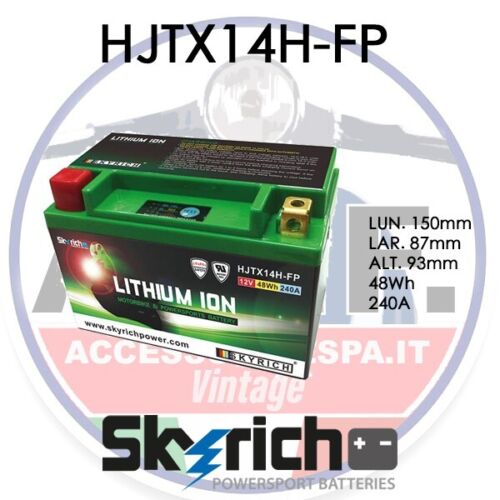 YTX14H-BS BATTERIA MOTO SKYRICH LITIO HJTX14H-FP 48WH 240A