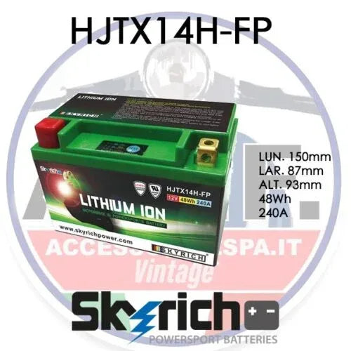 YTX14H-BS BATTERIA MOTO SKYRICH LITIO HJTX14H-FP 48WH 240A - RICAMBI VESPA A.P.F.