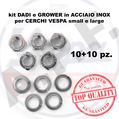 DADI CERCHI VESPA con GROWER in ACCIAIO INOX per VESPA Small e Large Frame