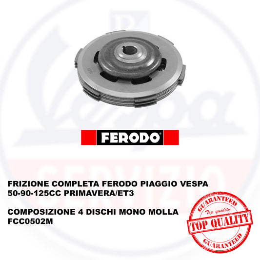 FRIZIONE 4 DISCHI COMPLETA FERODO PIAGGIO VESPA 50-90-125CC PRIMAVERA/ET3