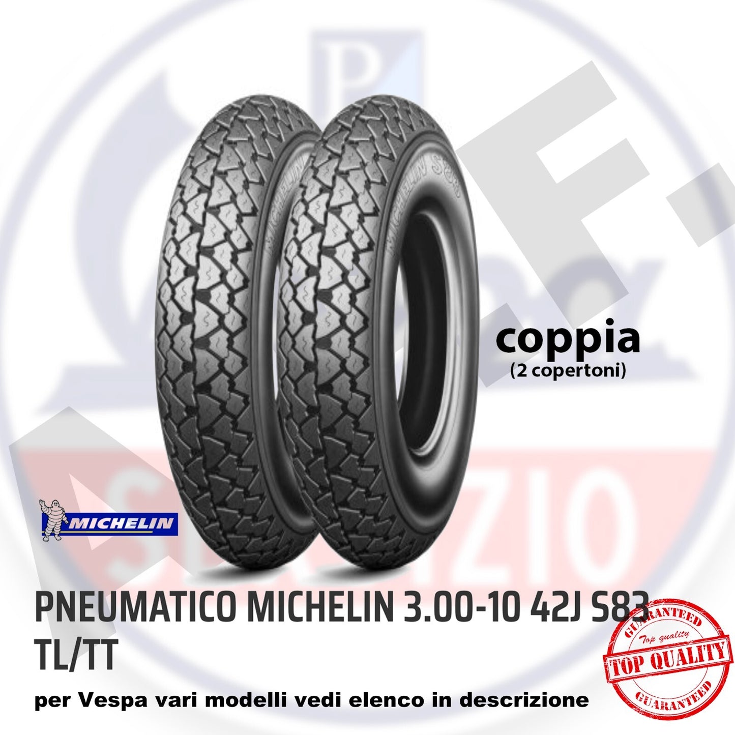 pneumatici MICHELIN S83 3.00-10 42J  Coppia gomme  PIAGGIO VESPA 50-90-125-200