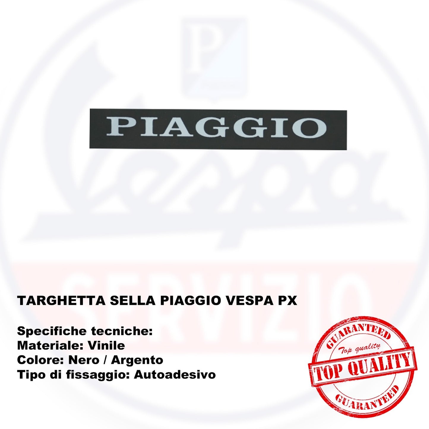 TARGHETTA ADESIVA PIAGGIO PER SELLA VESPA PX