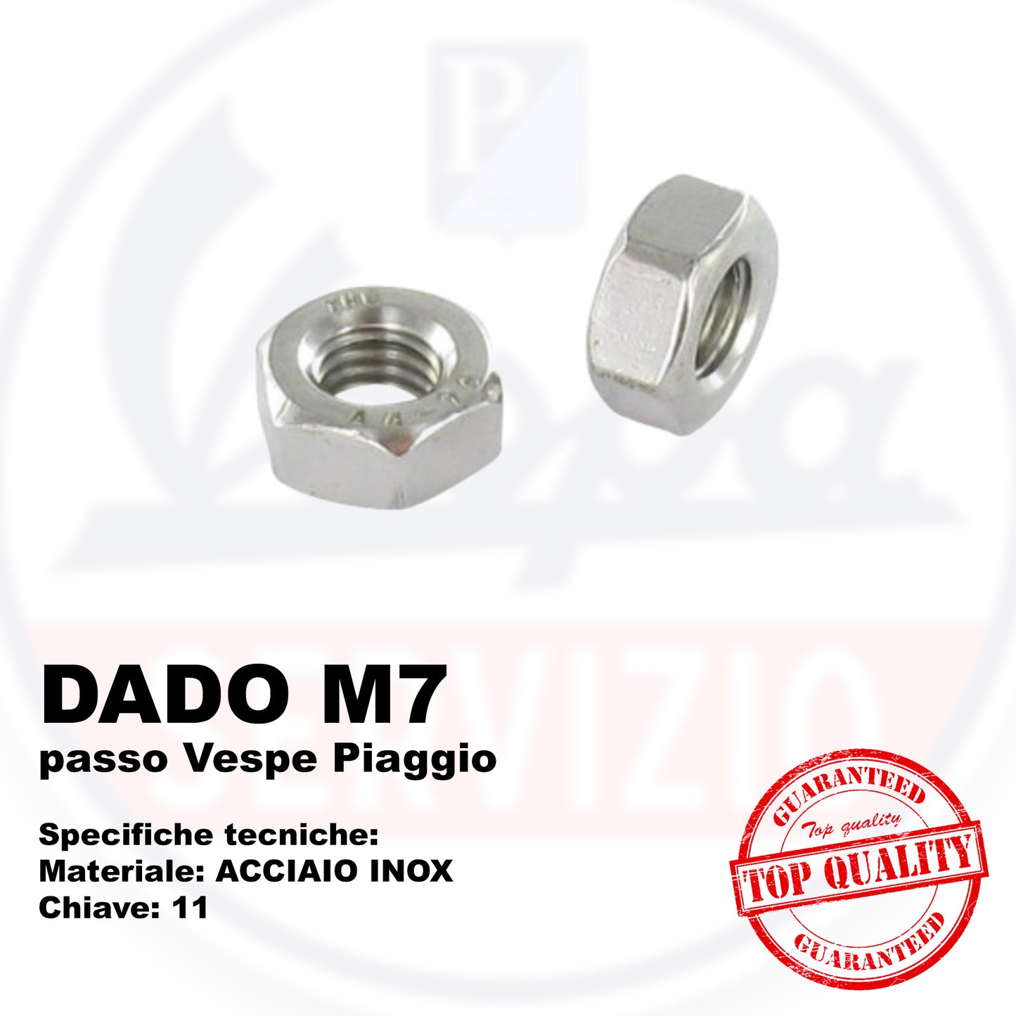 DADO in ACCIAIO INOX passo Vespe Piaggio