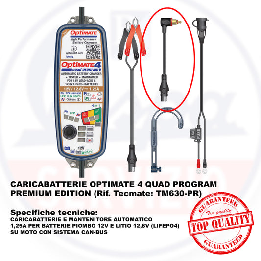 CARICABATTERIE LITIO OPTIMATE 4 QUAD PROGRAM PREMIUM EDITION (Rif. Tecmate: TM630-PR)