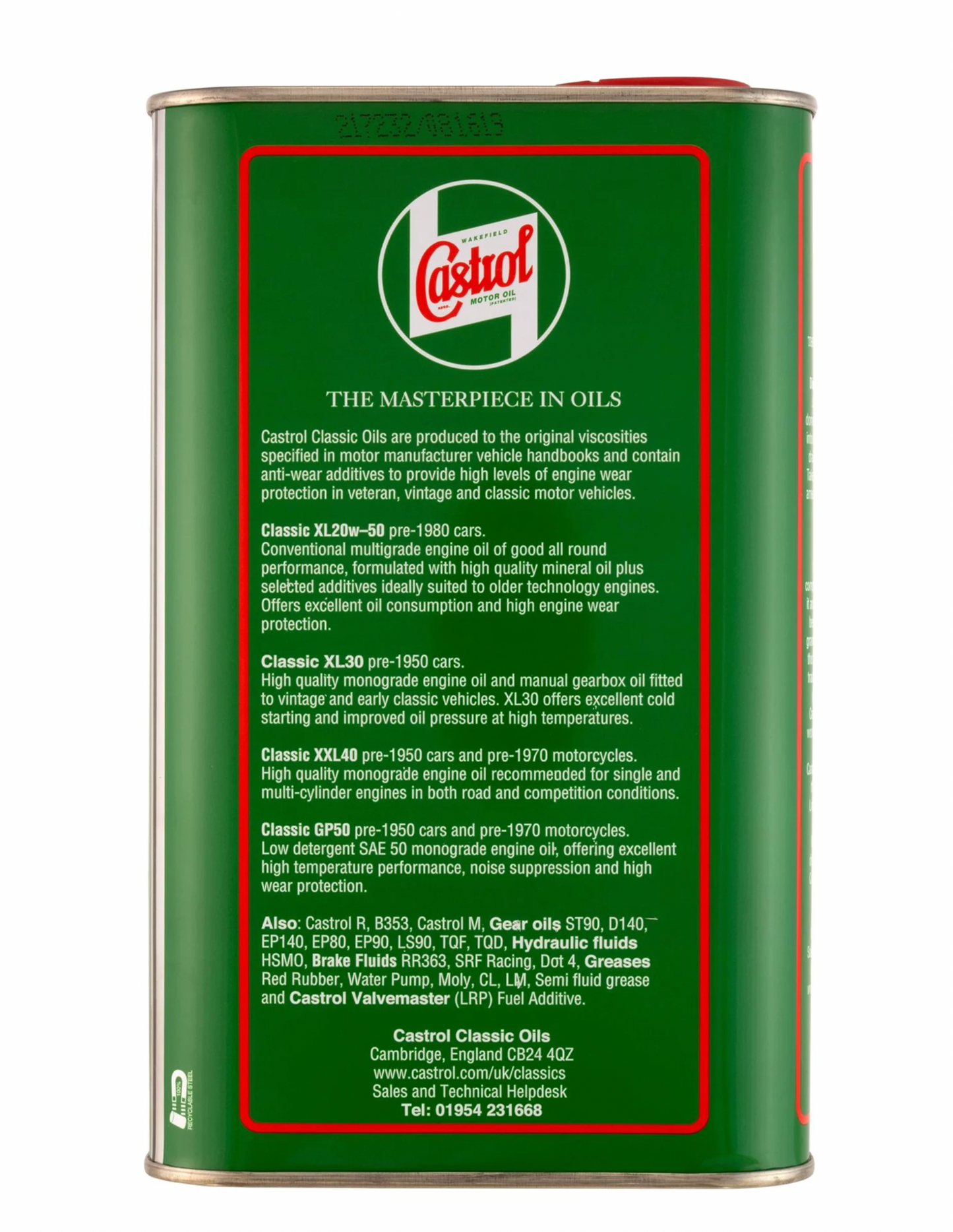 Olio CASTROL CLASSIC XL SAE 30 - Olio motore/cambio 1000ml