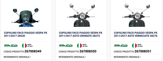 Cupolino Piaggio Vespa PX