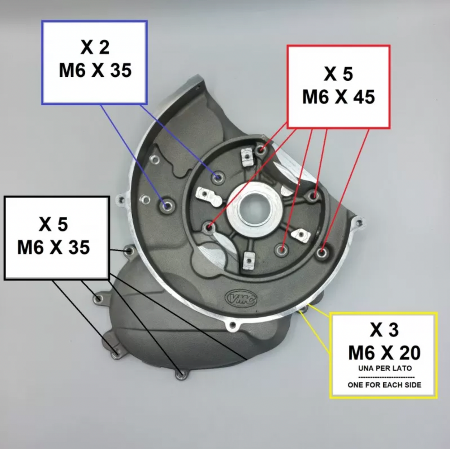 Carter motore VMC X1 mod. VALVOLA ROTANTE e VALVOLARE per Vespa small frame 50-125 ET3 PK50-125