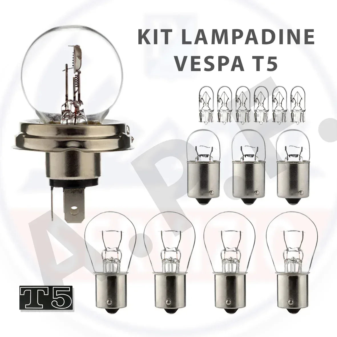 VESPA T5 Kit Lampadine Completo, Anti Annerimento - RICAMBI VESPA A.P.F.
