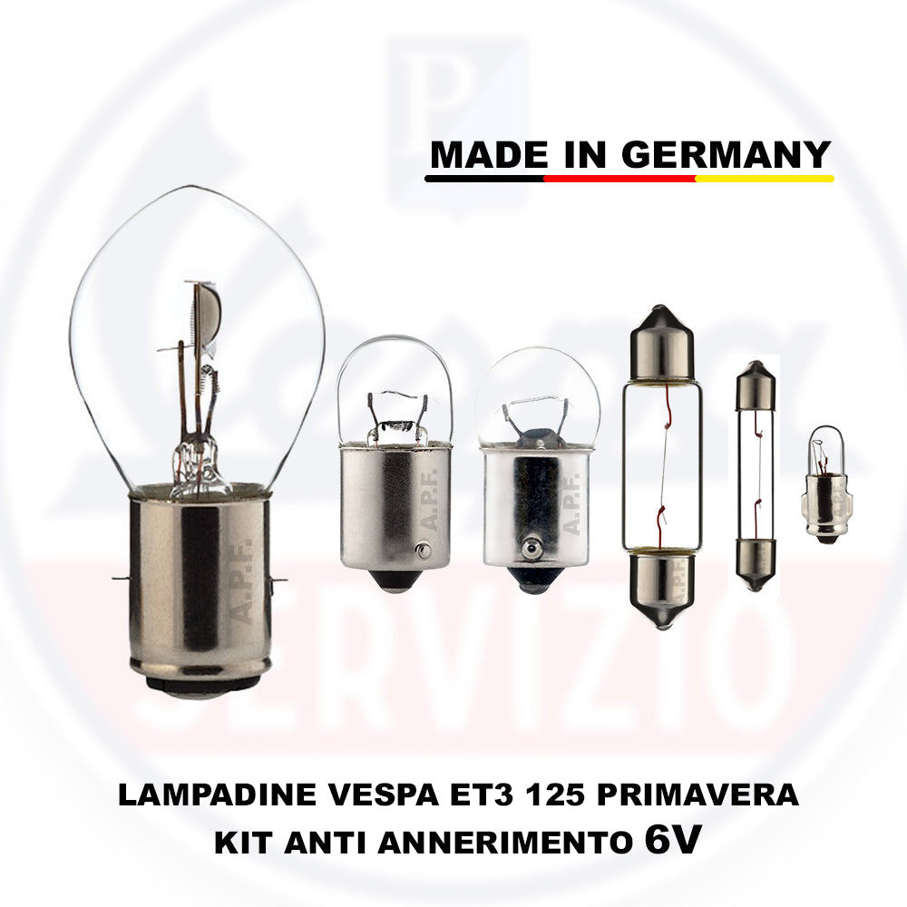 Kit 6 lampadine per Vespa ET3, 6V o 12V