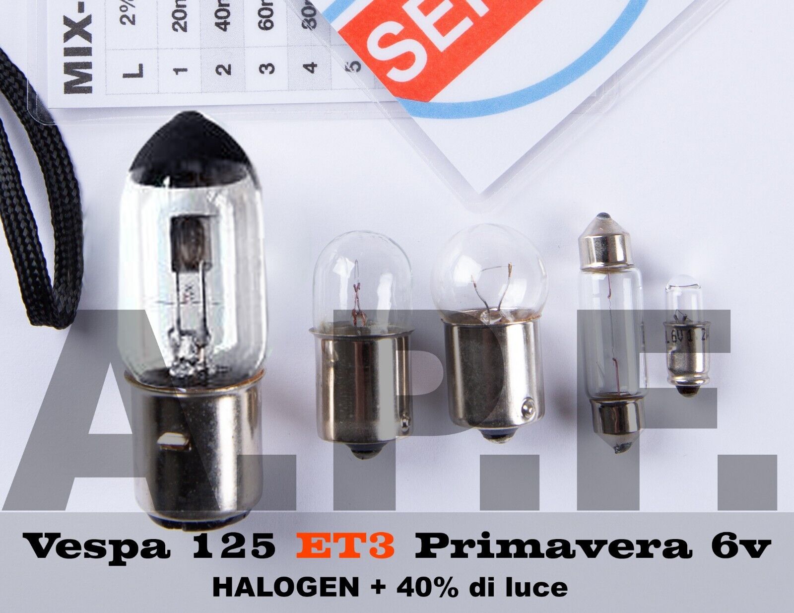 LAMPADE LAMPADINE VESPA ET3 kit completo con anti anneramento