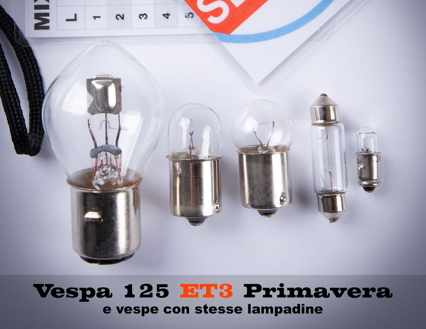 LAMPADE LAMPADINE VESPA ET3 kit completo con anti anneramento