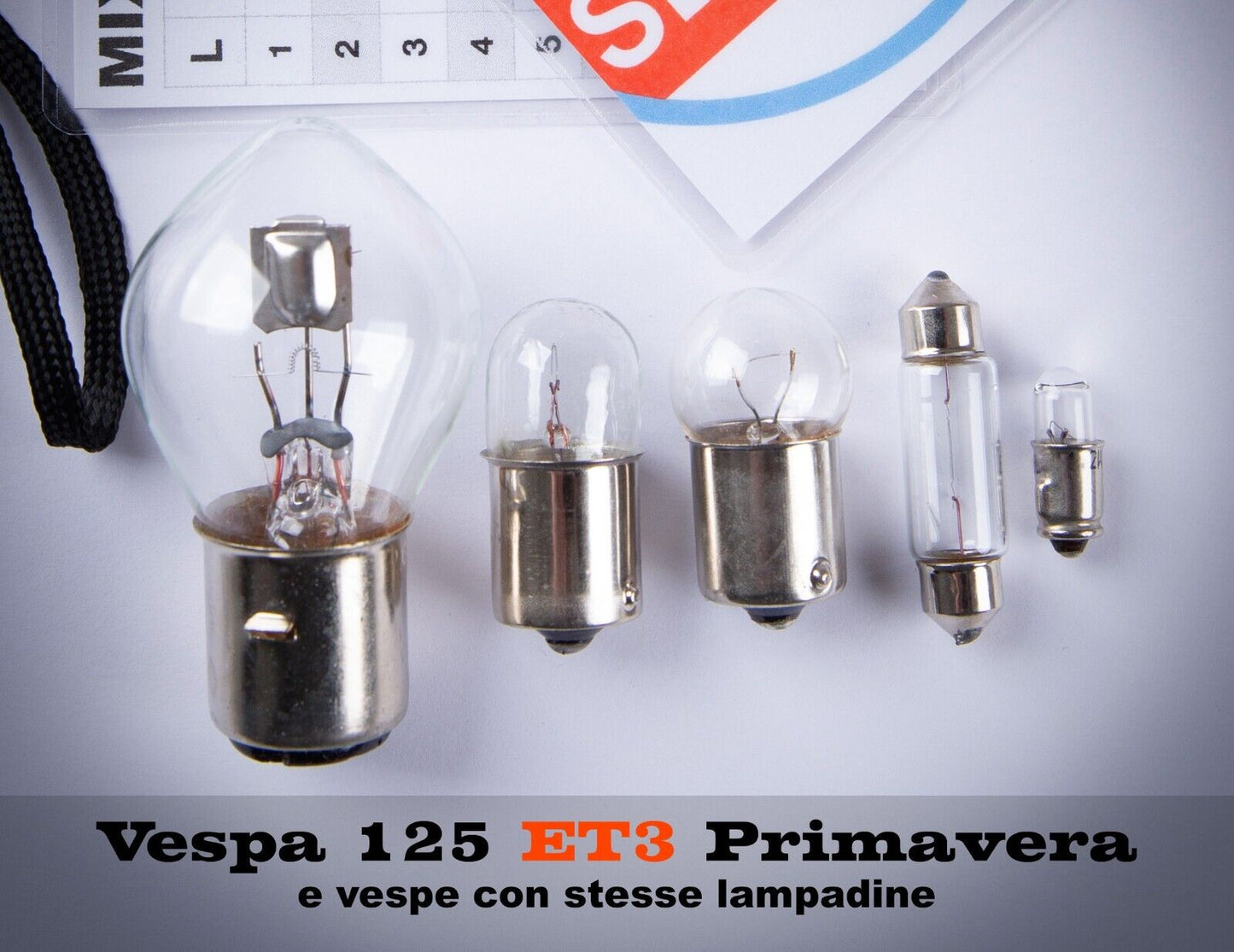 LAMPADE LAMPADINE VESPA ET3 kit completo con anti anneramento