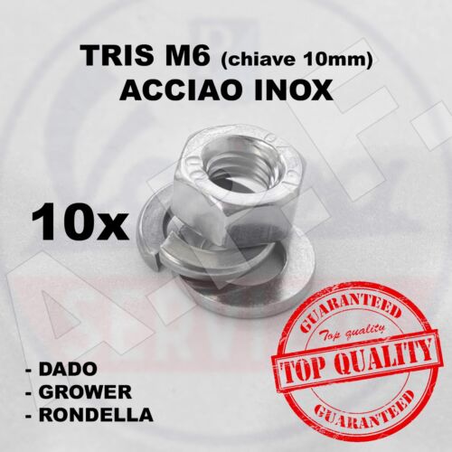 DADI ESAGONALI M6 con GROWER e RONDELLA IN ACCIAIO INOX