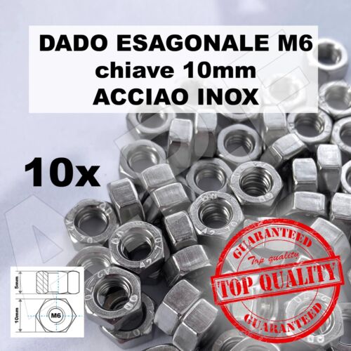 DADI ESAGONALI M6 IN ACCIAIO INOX A2 (chiave 10mm)