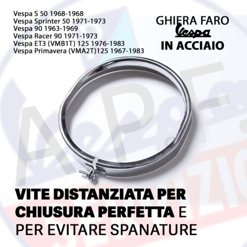 GHIERA FARO VESPA cromata 115mm IN ACCIAIO con vite distanziata
