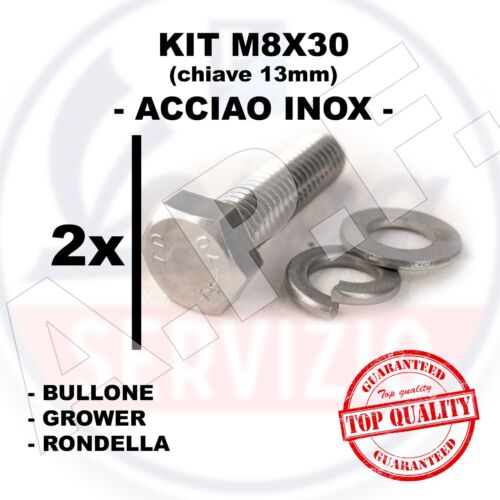 Bulloni Viti Marmitta Siluro per Vespa in ACCIAIO INOX M8X30 + grower e rondella